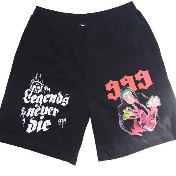JuiceWrld Legends Never Die X 999 Black Cotton Shorts Drawstring Men's Size S - Picture 1 of 8